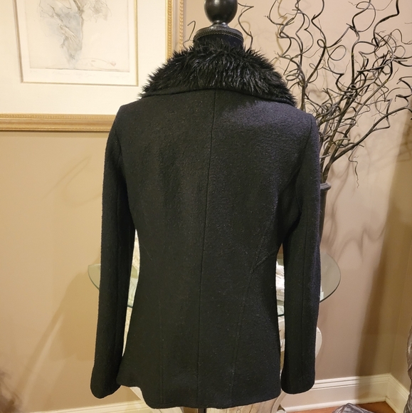 Bebe Wool Blend Faux Fur Collar Coat - Picture 10 of 15